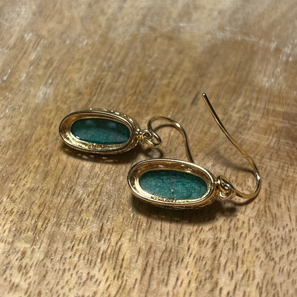 LIRM Faceted Green Onyx Gold Vermeil Over Sterling Silver Dangle Earrings - Picture 11 of 14